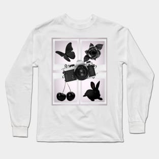 Animals, flowers, fruits and black objects Long Sleeve T-Shirt